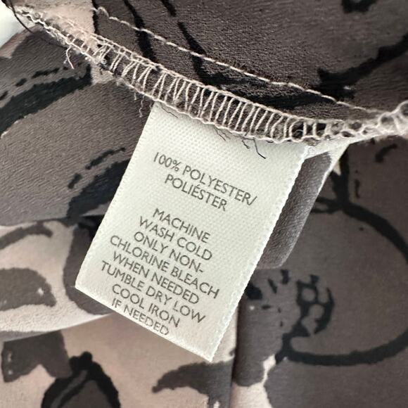 Loft Blouse WMNS XSP Floral Blush Pink Brown Long Sleeve Lightweight Round Neck - Picture 7 of 7